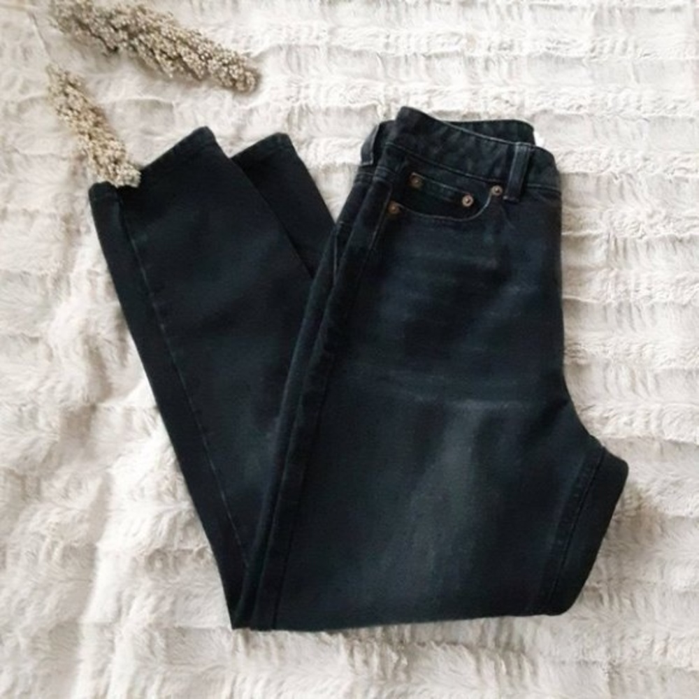 Topshop Womens W25 Black High Rise Mom Jeans Straight Leg Modern 90s Inspired